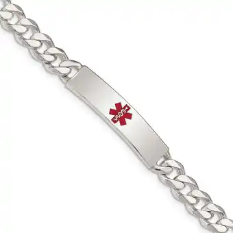 Walmart 925 Sterling Silver Lobster Claw Closure Polished Medical Curb Link ID Bracelet 8.5 Inch 9mm Wide offer