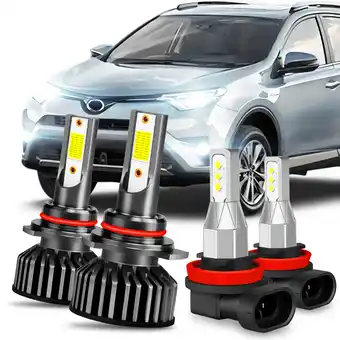 Walmart For Toyota Rav4 2016 2017 2018 2019 - 4pcs White LED Headlight+Fog Lights Bulb offer