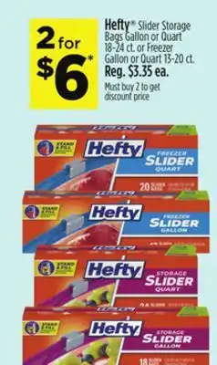 Dollar General Hefty Slider Storage Bags Gallon or Quart 18-24 ct. or Freezer Gallon or Quart 13-20 ct offer