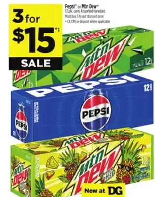 Dollar General Pepsi or Mtn Dew offer