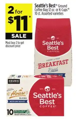 Dollar General Seattle's Best Ground Coffee Bag 12 oz. or K-Cups 10 ct offer