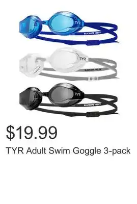 Costco TYR Adult Swim Goggle 3-pack offer