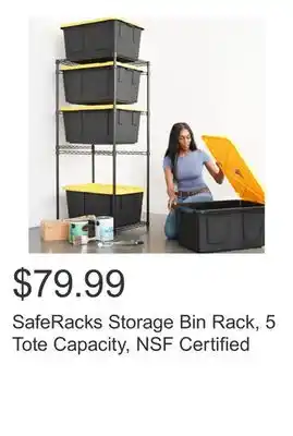 Costco SafeRacks Storage Bin Rack, 5 Tote Capacity, NSF Certified offer