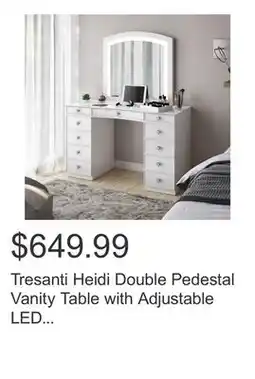 Costco Tresanti Heidi Double Pedestal Vanity Table with Adjustable LED Lighted Mirror offer