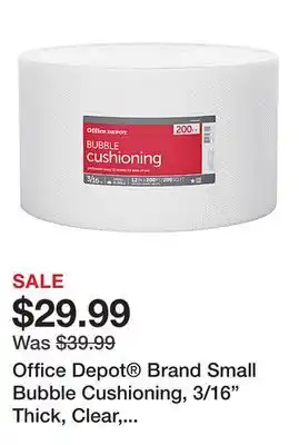Office Depot Office Depot Brand Small Bubble Cushioning, 3/16 Thick, Clear, 12 x 200' offer