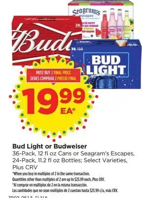 Food 4 Less Bud Light or Budweiser offer