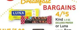 Heinen's Kind 1.4 OZ., or Luna 1.69 OZ. Bars offer