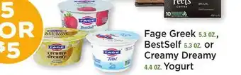 Heinen's Fage Greek 5.3 OZ., BestSelf 5.3 OZ. or Creamy Dreamy 4.4 OZ. Yogurt offer