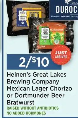 Heinen's Heinen's Great Lakes Brewing Company Mexican Lager Chorizo or Dortmunder Beer Bratwurst offer