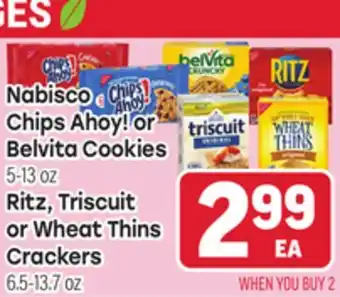 Tony’s Fresh Market Nabisco Chips Ahoy! or Belvita Cookies 5-13 oz Ritz, Triscuit or Wheat Thins Crackers 6.5-13.7 oz offer