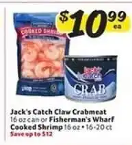 Winn Dixie Jack's Catch Claw Crabmeat or Fisherman's Wharf Cooked Shrimp offer