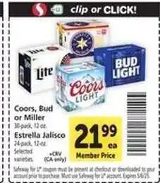 Safeway Coors, Bud or Miller offer