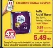 Safeway Puffs Facial Tissue offer