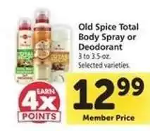 Safeway Old Spice Total Body Spray or Deodorant offer