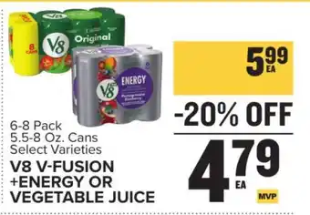 Food Lion V8 V-Fusion +Energy or Vegetable Juice offer
