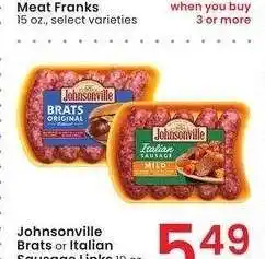 Albertsons Johnsonville Brats or Italian Sausage Links - 19 oz., previously frozen offer
