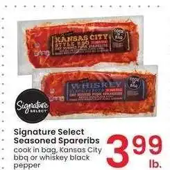 Albertsons Signature Select Seasoned Spareribs - cook in bag, Kansas City bbq or whiskey black pepper offer
