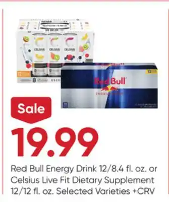 Stater Bros Red Bull Energy Drink 12/8.4 fl. oz. or Celsius Live Fit Dietary Supplement 12/12 fl. oz offer