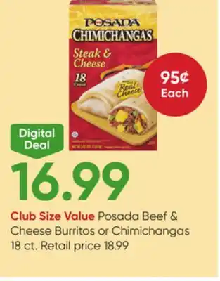 Stater Bros Posada Beef & Cheese Burritos or Chimichangas offer