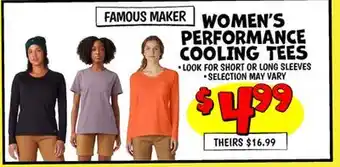 Ollie's FAMOUS MAKER WOMEN'S PERFORMANCE COOLING TEES offer