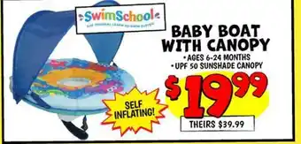 Ollie's SWIMSCHOOL BABY BOAT WITH CANOPY offer