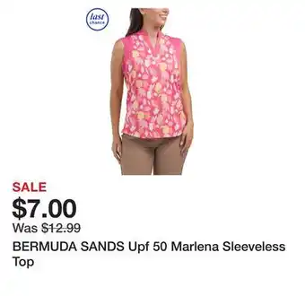 Marshalls BERMUDA SANDS Upf 50 Marlena Sleeveless Top offer