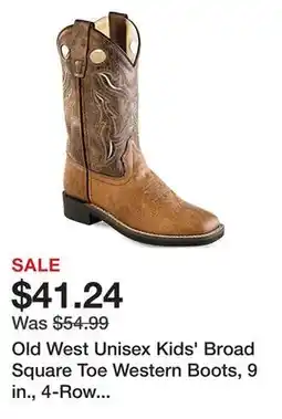 Tractor Supply Company Old West Unisex Kids' Broad Square Toe Western Boots, 9 in., 4-Row Stitch, Tan Vintage offer