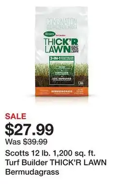 Tractor Supply Company Scotts 12 lb. 1,200 sq. ft. Turf Builder THICK'R LAWN Bermudagrass offer