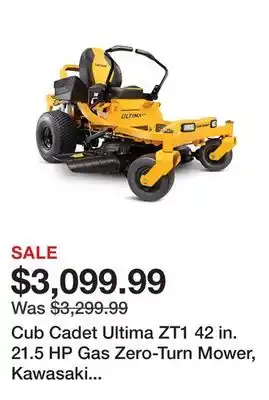 Tractor Supply Company Cub Cadet Ultima ZT1 42 in. 21.5 HP Gas Zero-Turn Mower, Kawasaki Engine, Hydrostatic Transmission offer