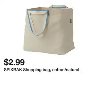 Ikea SPIKRAK Shopping bag, cotton/natural offer