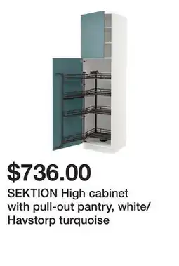 Ikea SEKTION High cabinet with pull-out pantry, white/Havstorp turquoise offer