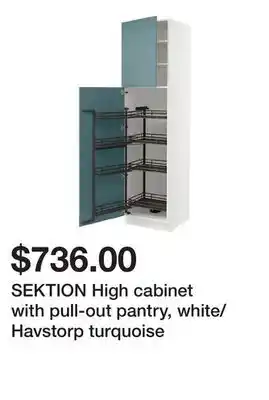 Ikea SEKTION High cabinet with pull-out pantry, white/Havstorp turquoise offer