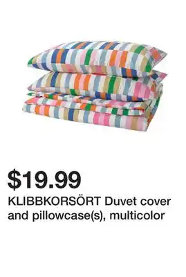 Ikea KLIBBKORSÖRT Duvet cover and pillowcase(s), multicolor offer
