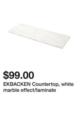 Ikea EKBACKEN Countertop, white marble effect/laminate offer