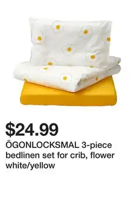 Ikea ÖGONLOCKSMAL 3-piece bedlinen set for crib, flower white/yellow offer