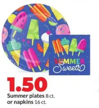 Hy-Vee Summer plates or napkins offer