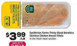 Grocery Outlet Sanderson Farms Thinly Sliced Boneless Skinless Chicken Breast Fillets offer
