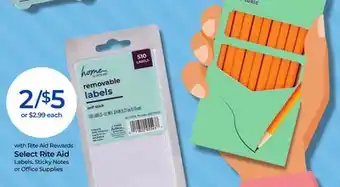 Rite Aid Select Rite Aid Labels, Sticky Notes or Office Supplies offer