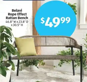 Aldi Belavi Rope Effect Rattan Bench offer