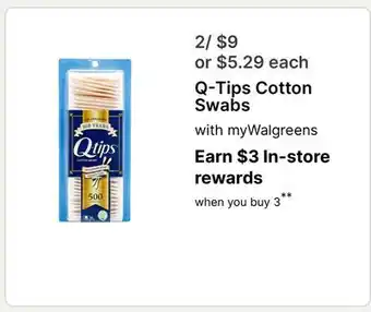 Walgreens Q-Tips Cotton Swabs offer