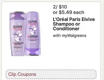 Walgreens L'Oréal Paris Elvive Shampoo or Conditioner offer