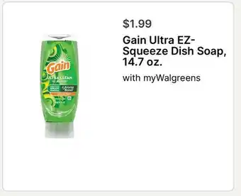Walgreens Gain Ultra EZ-Squeeze Dish Soap offer