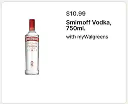Walgreens Smirnoff Vodka, 750ml offer