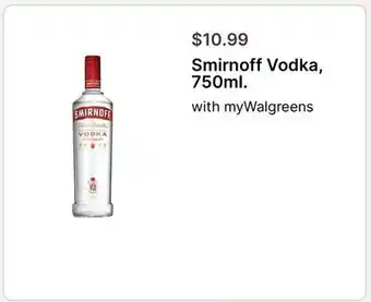 Walgreens Smirnoff Vodka, 750ml offer