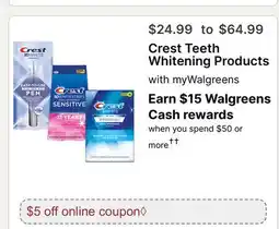 Walgreens Crest Teeth Whitening Products with myWalgreens offer