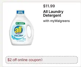 Walgreens All Laundry Detergent offer