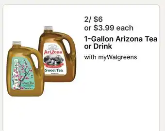 Walgreens 1-Gallon Arizona Tea or Drink offer