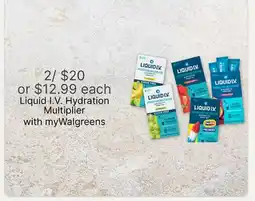 Walgreens Liquid I. V. Hydration Multiplier offer