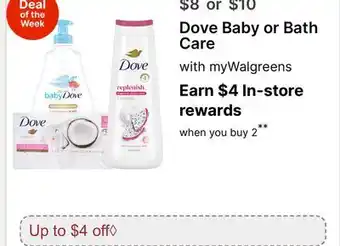 Walgreens Dove Baby or Bath Care offer