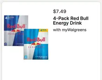 Walgreens 4 - Pack Red Bull Energy Drink offer